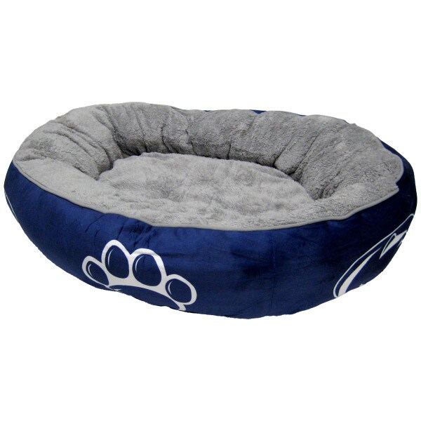 extra large plush pet bed with Penn State Athletic Logos and paw prints